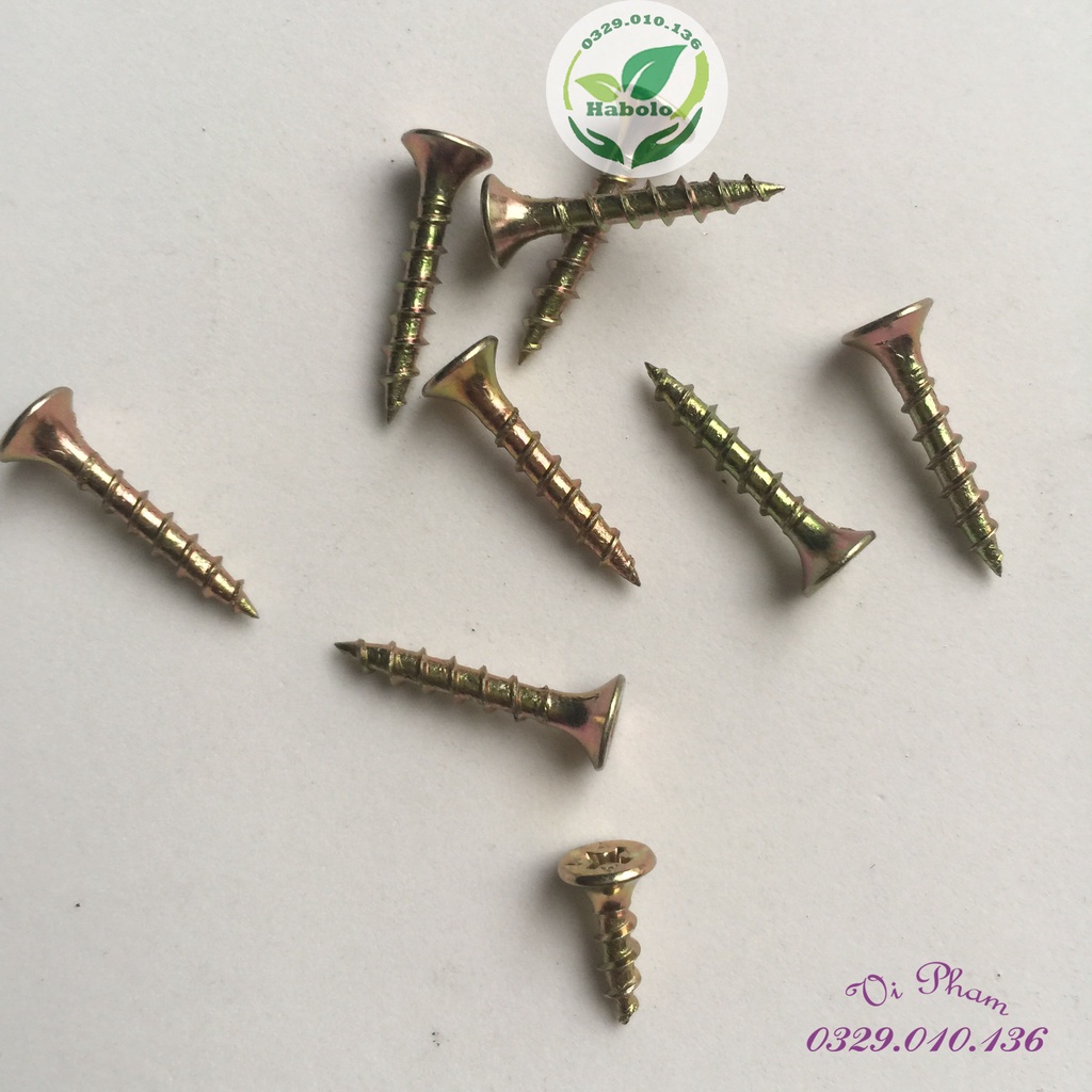 Túi 100g đinh vít vàng đầu chìm dài 3cm bắn(bắt) gỗ, thạch cao chuyên dụng.
