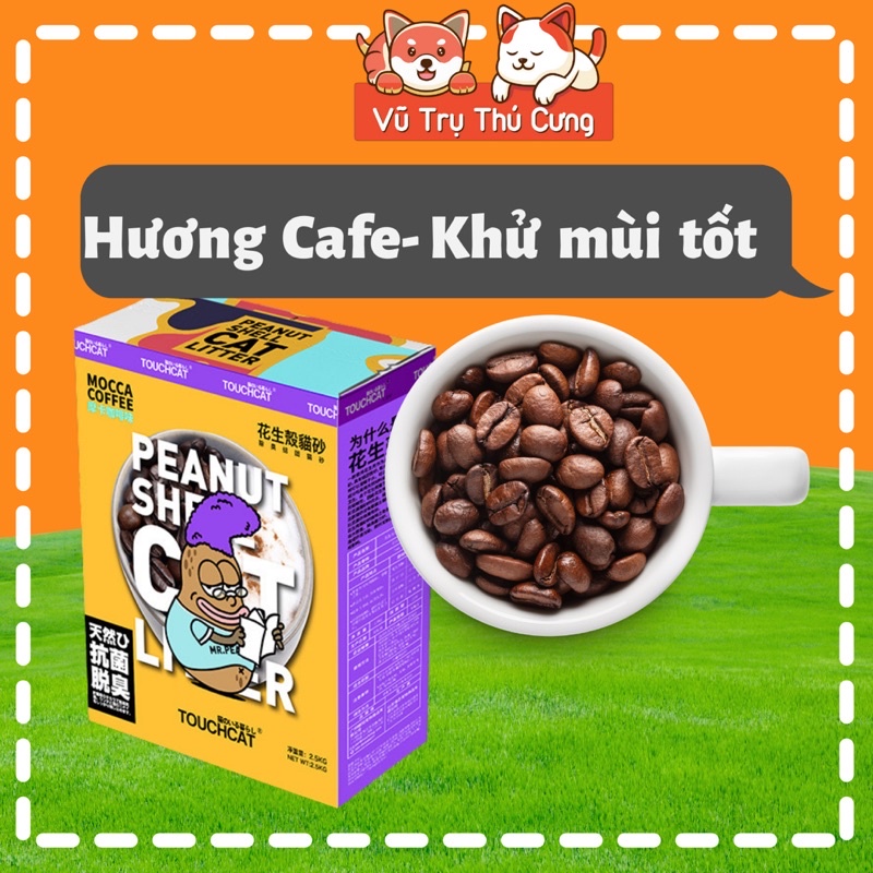 Cát đậu nành cho mèo, Cát vệ sinh mèo TOUCHCAT từ vỏ đậu phộng, không bụi, an toàn cho mèo con