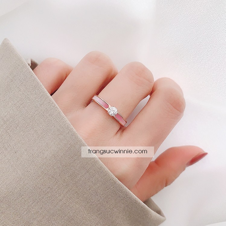 Nhẫn nữ titan pink nacre