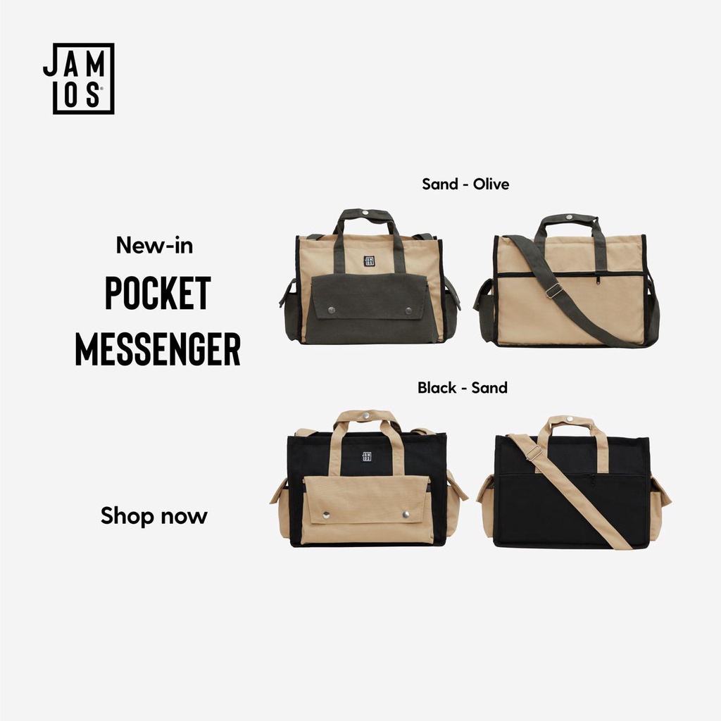 Jamlos Pocket Messenger - Túi chéo quai xách canvas 16inch thời trang tiện dụng đi học, đi làm, du lịch