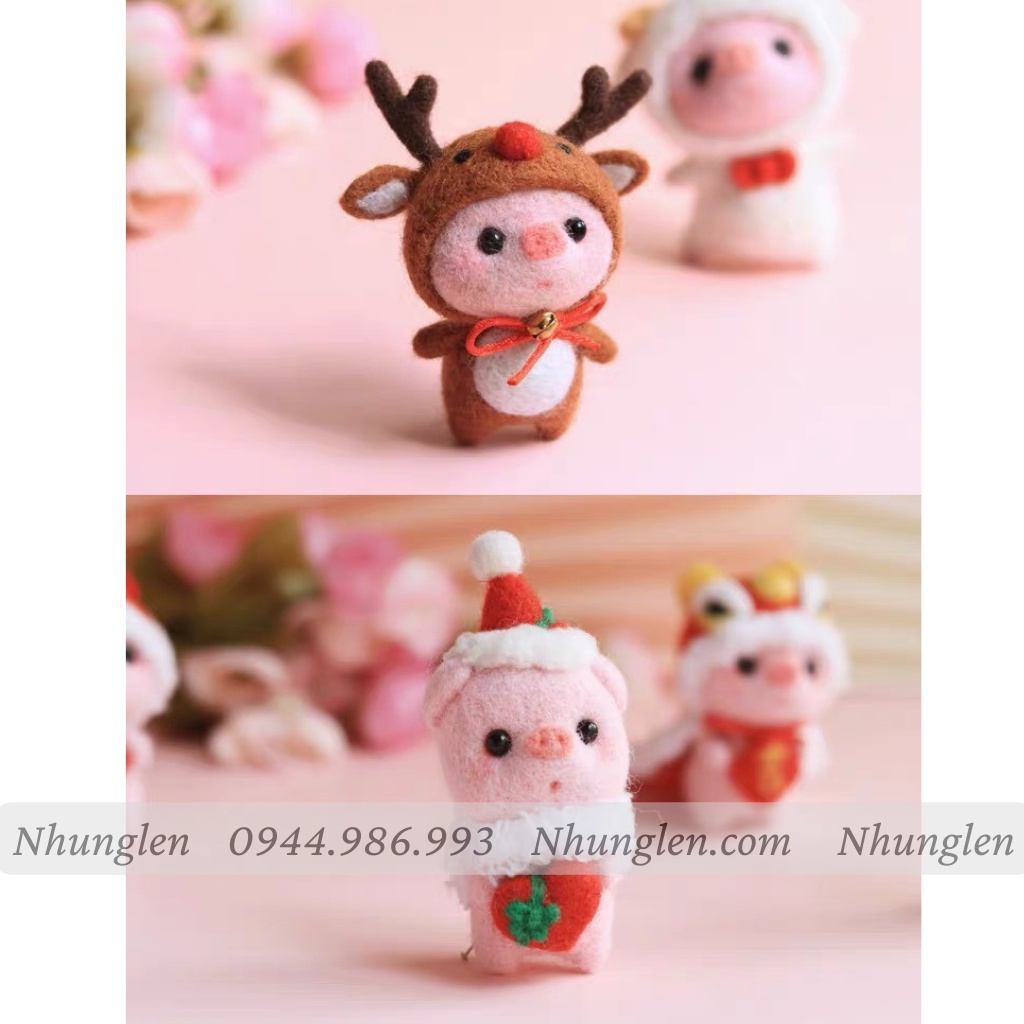[MỚI] 16 mẫu len chọc Lợn Tắm Biển - Quà tự tay làm, DIYs có hướng dẫn - Needle felting Pig