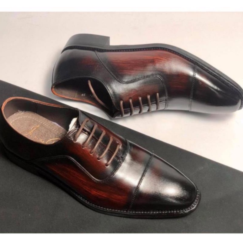Giày tây da nam cao cấp da bò thật kểu dáng Oxford bảo hành 1 năm - Mã T10