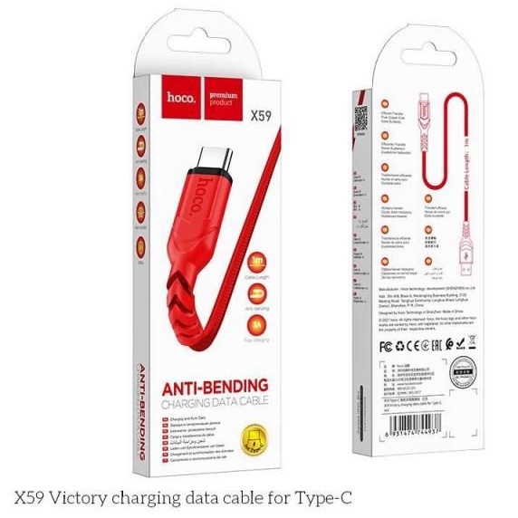 Dây cáp sạc nhanh chân Type C Hoco X59 bọc dù chống đứt