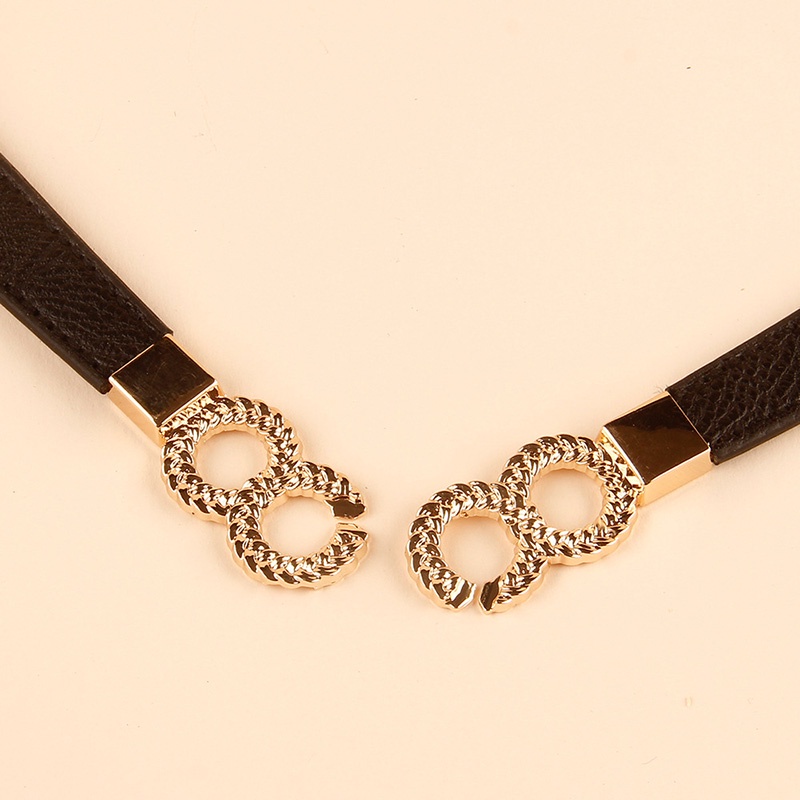 Thắt Lưng Mỏng Khóa Tròn Mạ Vàng Thời Trang Cho Nữ