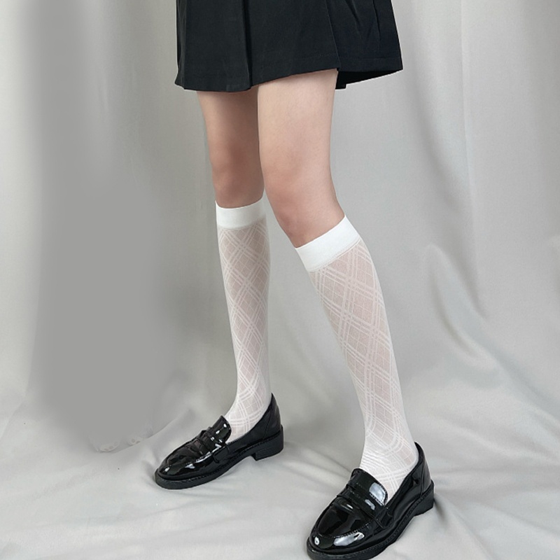 Vớ Dài Qua Gối Họa Tiết Sọc Caro Phong Cách Lolita Nhật Bản Cho Nữ