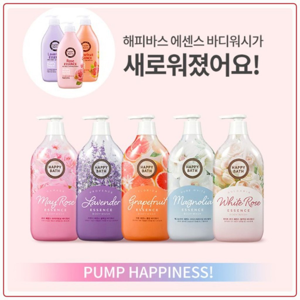 Sữa tắm Happy Bath Hàn Quốc 900ml chăm sóc dưỡng ẩm da chuyên sâu, hương hoa quả ngọt ngào