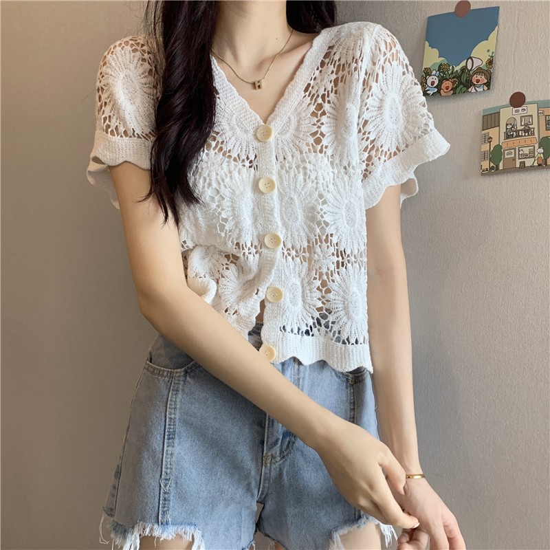 💕 Áo ren lưới hoa mặt trời, áo cardigan cao cấp 💕 | BigBuy360 - bigbuy360.vn