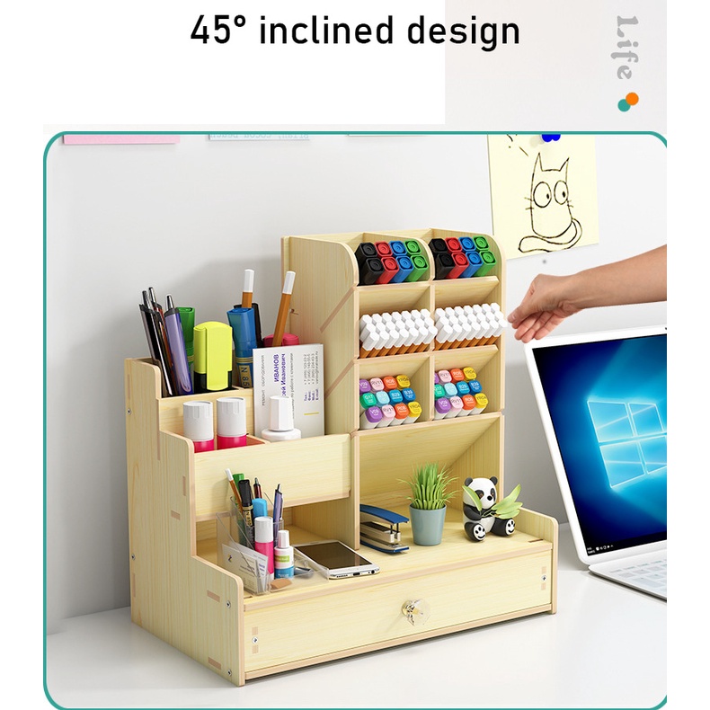 Hộp Đựng Bút Bằng Gỗ Để Bàn Tiện Dụng Cho Học Sinh / Văn Phòng