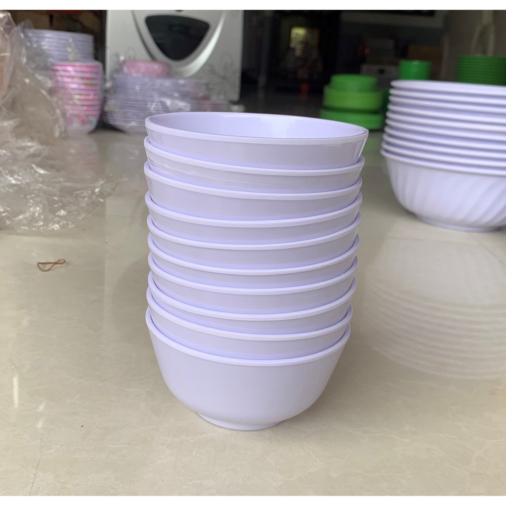 Bộ chén dĩa nhựa màu trắng 20 món thương hiệu Vĩnh Hòa nhựa Melamine an toàn cho sức khoẻ, dễ vệ sinh, hạn chế nứt vỡ