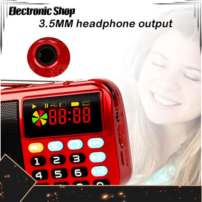 Đài Radio Fm Kỹ Thuật Số Mini Cầm Tay Hỗ Trợ Thẻ Nhớ Usb Tf Pin Lithium Mp3