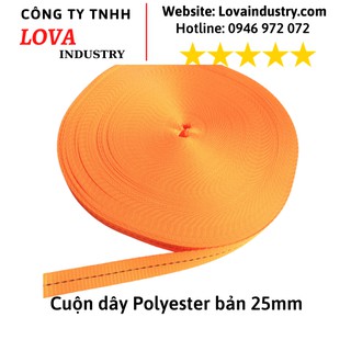 Cuộn dây đai vải dệt polyester bản 25mm màu cam cuộn 20 mét, 30 mét, 50 mét , 100 mét