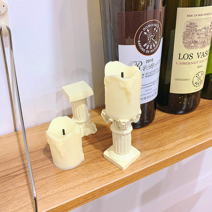 Chân Nến Điện Tử Để Bàn Phong Cách Retro Nghệ Thuật