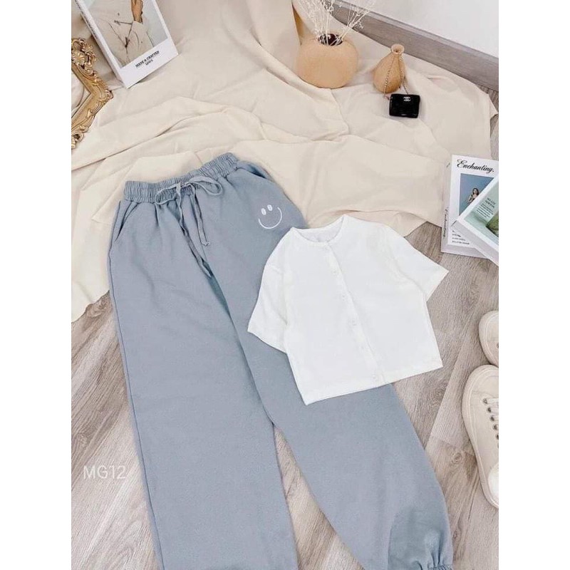 Sét áo crt cúc cài + quần mặt cười GTN966