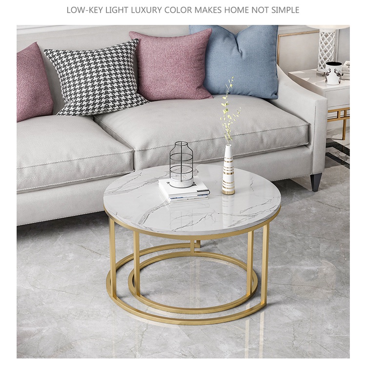 Bàn trà sofa FUNHOUSE phòng khách mặt đá cẩm thạch chân hình C cao cấp