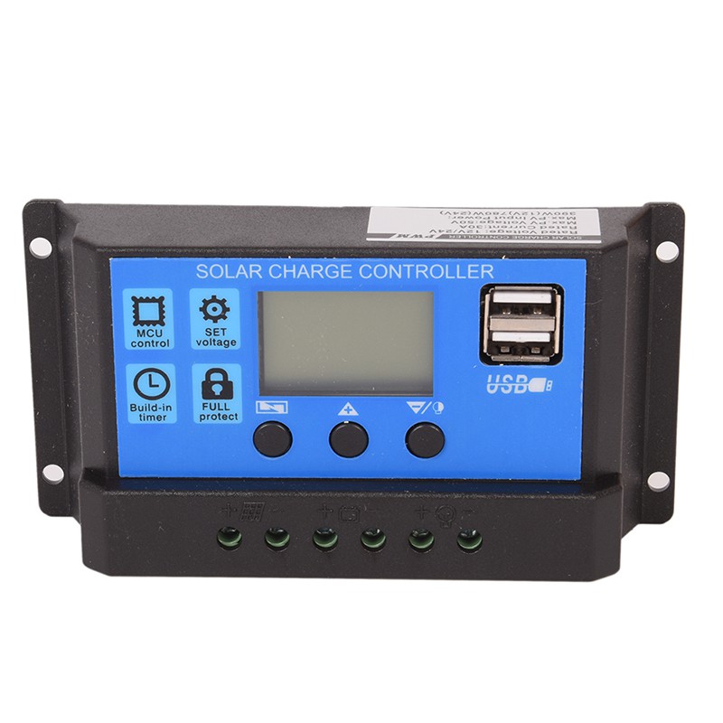 Bộ Điều Khiển Sạc Pin Năng Lượng Mặt Trời USB Kép V2N 20A YL227 12V / 24V Màn Hình LCD 5V