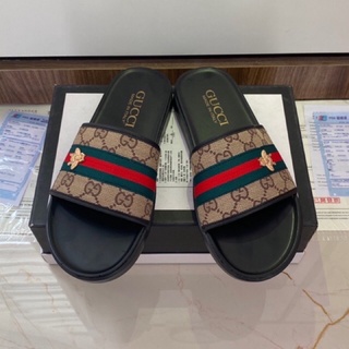 Dép Gucci 3 màu xen kẽ đính ong vàng lấp lánh( đế 3cm)