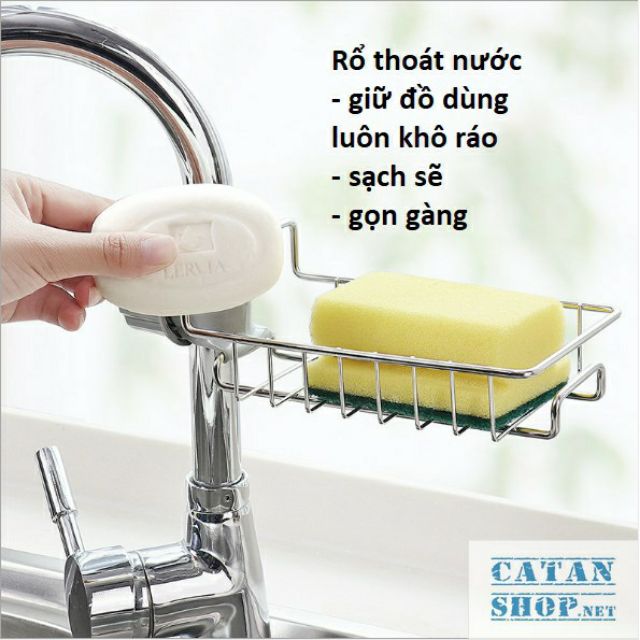 Giá, Giỏ Inox 304 Treo Vòi Bồn Rửa Bát, Chén