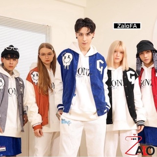 Áo bomber jacket áo khoác varsity nhung tăm Gonz Nữ form rộng Nam Nữ Nhiều Màu Unisex cao cấp