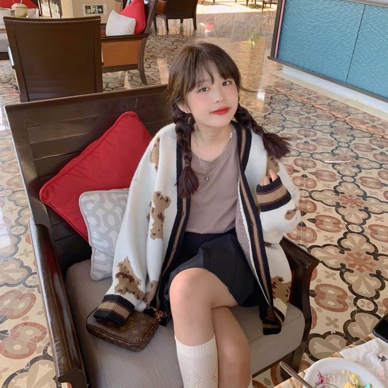 Áo khoác cardigan gấu xinh ulzzang Hàn Quốc [Yannie]