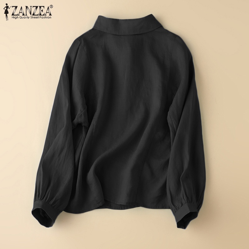 Áo sơ mi ZANZEA tay dài cổ bẻ dáng rộng phong cách vintage cho nữ