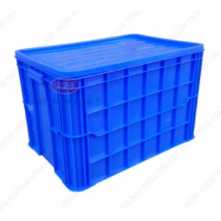 Thùng nhựa hs026 có nắp nhựa phú an - kích thước thùng: 610 x 420 x 390 mm