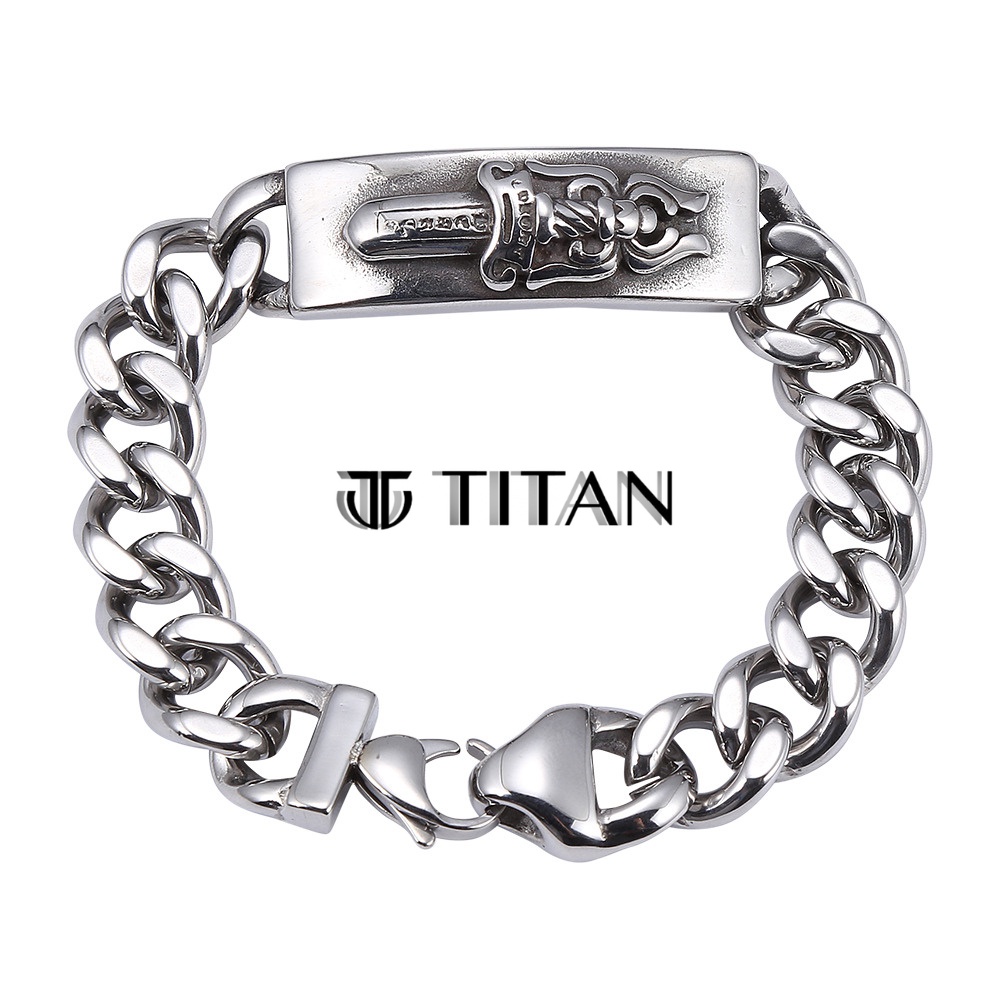 Lắc tay nam CH, vòng tay nam Chrome Hearts S925 chốt khóa chắc chắn vòng tay cá tính mạnh mẽ màu bạc TITAN Shop không gỉ