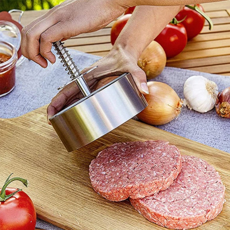 Khuôn Ép Thịt Làm Hamburger Bằng Thép Không Gỉ Chống Dính Có Thể Điều Chỉnh