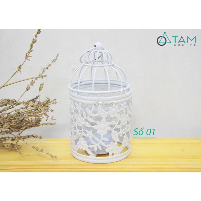 [SƠN TĨNH ĐIỆN] Chân nến sắt vintage lồng chim họa tiết Mini