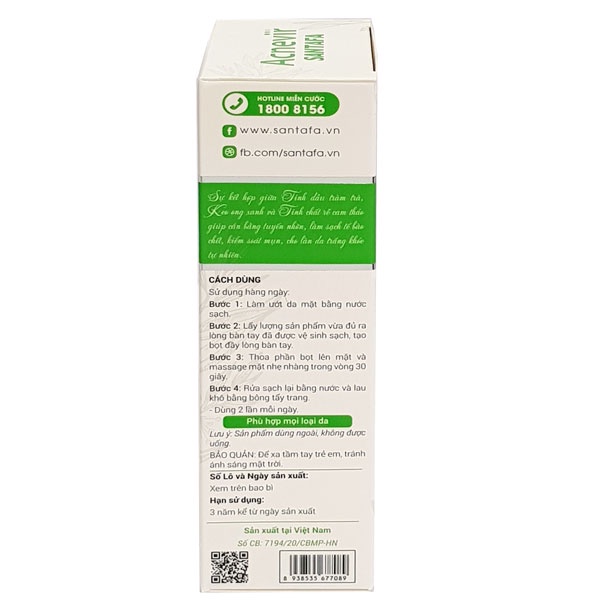 Sữa rửa mặt Acnevir Santafa Face wash gel (tuýp 100g) dành cho da mụn