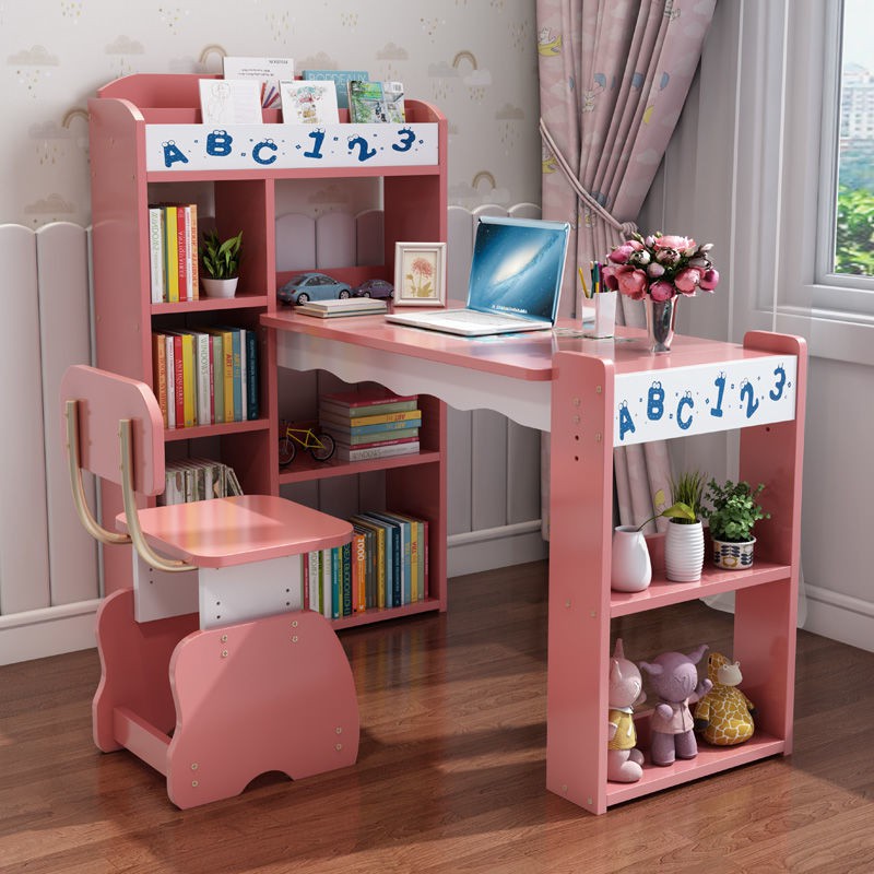 ▩◎❆Bàn học trẻ em kết hợp tủ sách sinh THCS làm bài tập về nhà Bộ ghế có thể nâng lên hạ xuống