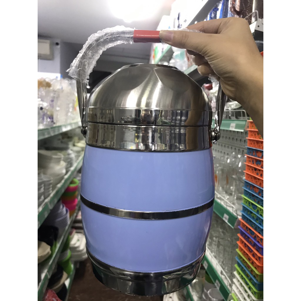 Cặp Lồng Inox Bom Màu Nắp Bát 2.2L