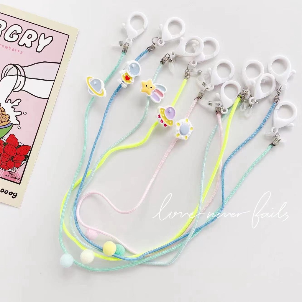 Dây Đeo Mắt Kính Bằng Nylon Màu Kẹo Hình Phi Hành Gia Hoạt Hình Đơn Giản Phong Cách Hàn Quốc