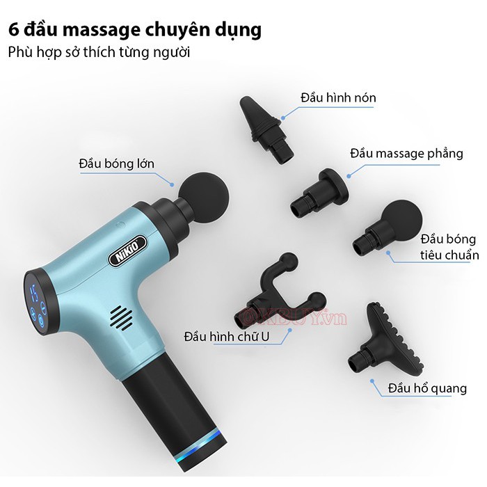 Súng massage cầm tay điều trị đau nhức căng cơ chính hãng NIKIO NK-172 - Xanh ngọc