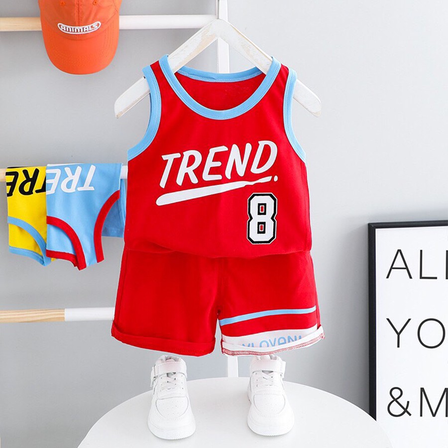 Bộ Ba Lỗ Bóng Rổ Trend Cộc Tay Cho Bé Mặc Mùa Hè MINI KIDS Size Từ 8-20kg