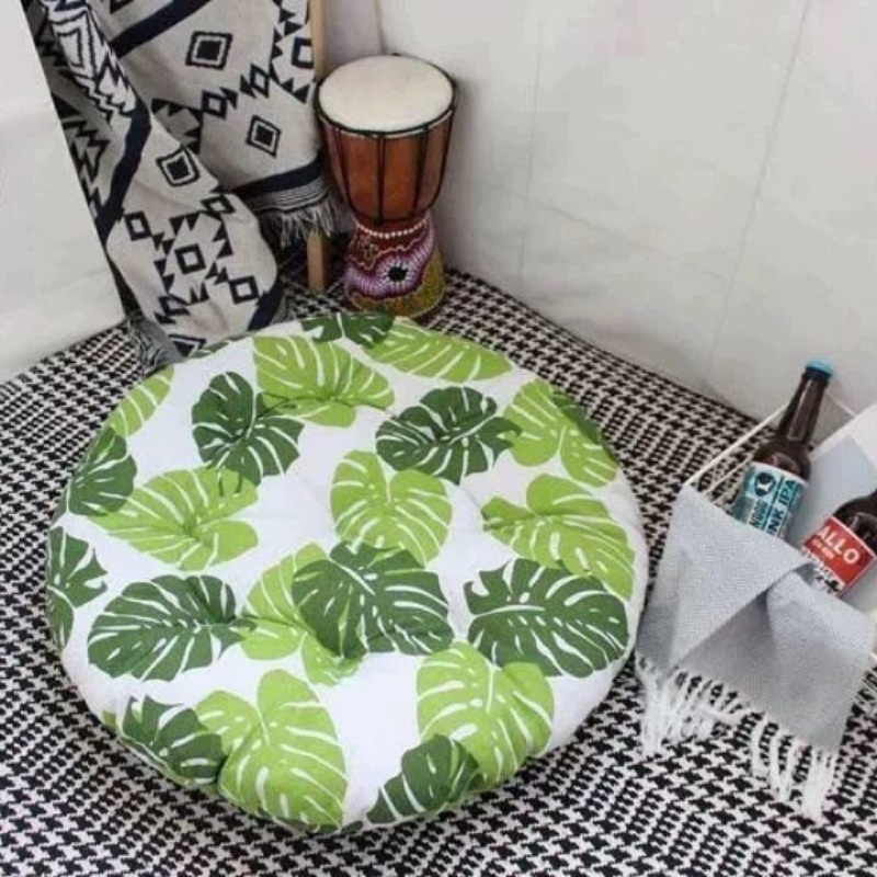 Đệm Ngồi Bệt Kiểu Nhật, đệm lót ghế Vuông Và Tròn Sang Trọng - Trần Vi Tính Size 40cm x 40cm, bông trắng cực êm