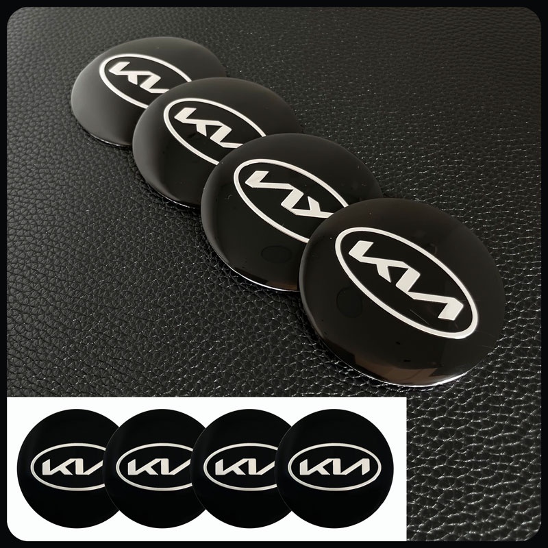 Bộ 4 Miếng Dán Trang Trí Trục Bánh Xe Hơi 56mm In Logo Kia KN K5 K3 KX1 Sorento Sportage Rio Soul