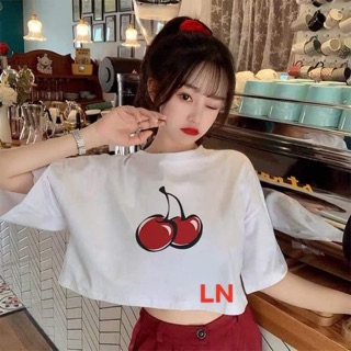 Áo thun croptop ngắn tay quả cherry