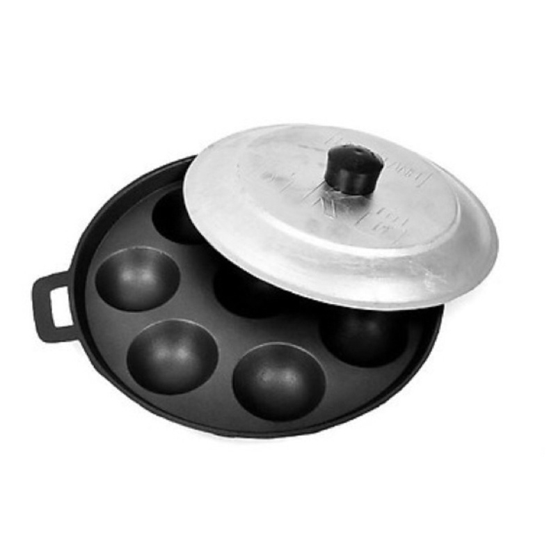 khuôn bánh khọt  8 lỗ, 10 lỗ, 7 lỗ kèm nắp đậy chống dính - Khuôn Làm Bánh Khọt Bằng Gang Nhiều Size Tiện dụng