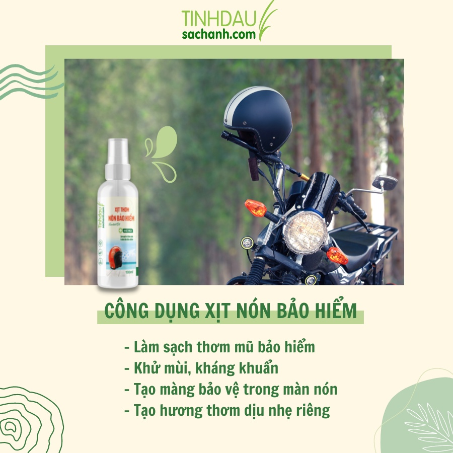 Chai Xịt Phun Sương Thơm Mũ Bảo Hiểm 100ml TINHDAUSACHANH.COM  Bình Xịt Đa Năng Vệ Sinh Khử Mùi Nón Bảo Hiểm