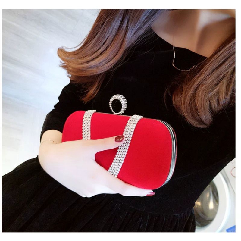 CLUTCH CẦM TAY DỰ TIỆC ĐÍNH ĐÁ VÒNG U ĐƠN GIẢN SANG TRỌNG