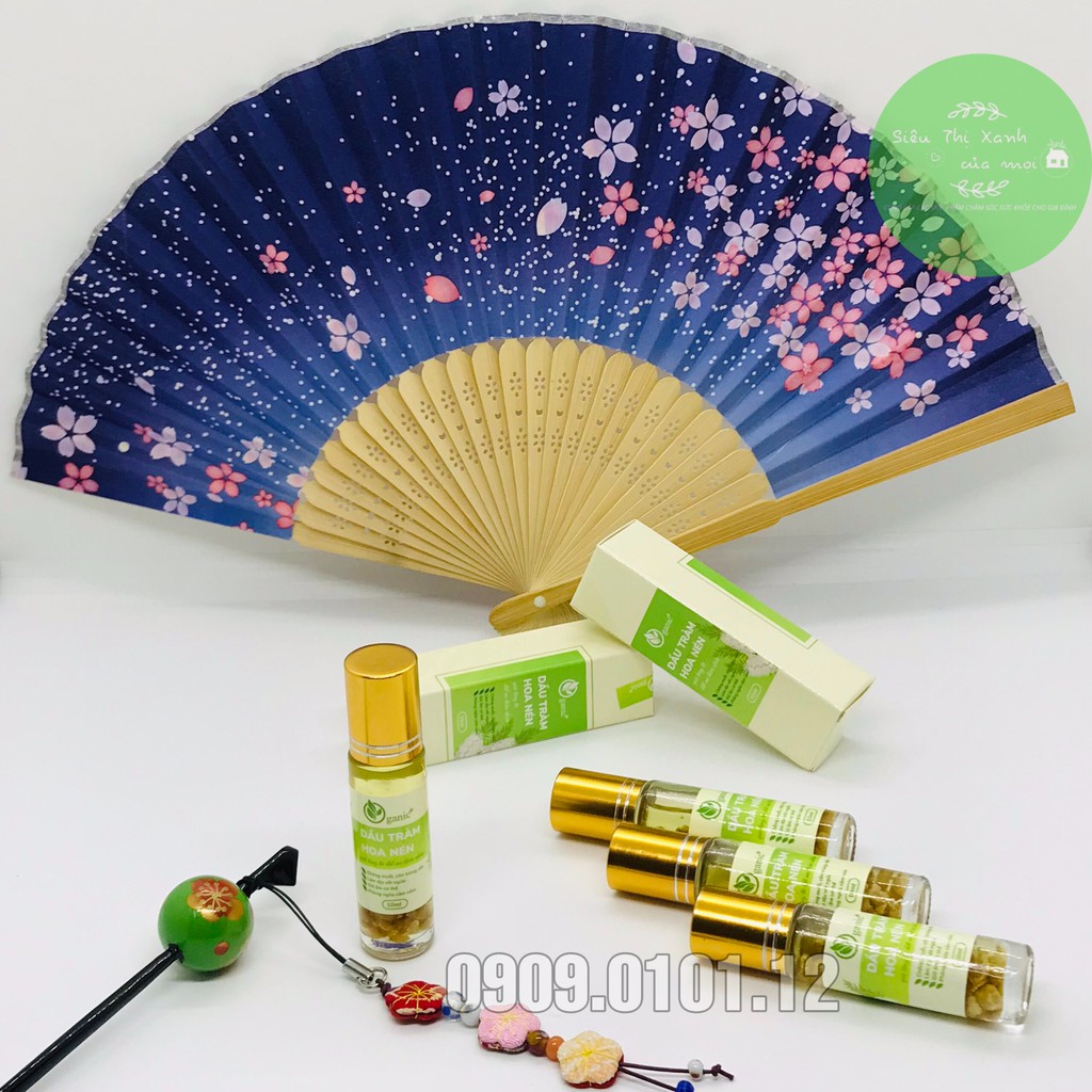 Tinh dầu tràm nguyên chất ngâm hoa hành tăm Oganic+ chai bi lăn tiện lợi 10ml