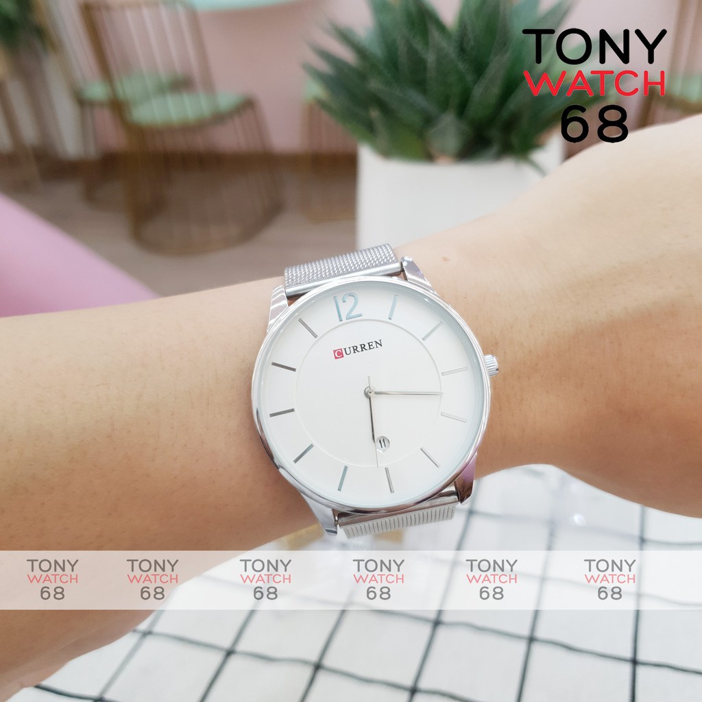 Đồng hồ nam Curren dây lụa mặt số vạch 40mm đơn giản thanh lịch chống nước chính hãng Tony Watch 68