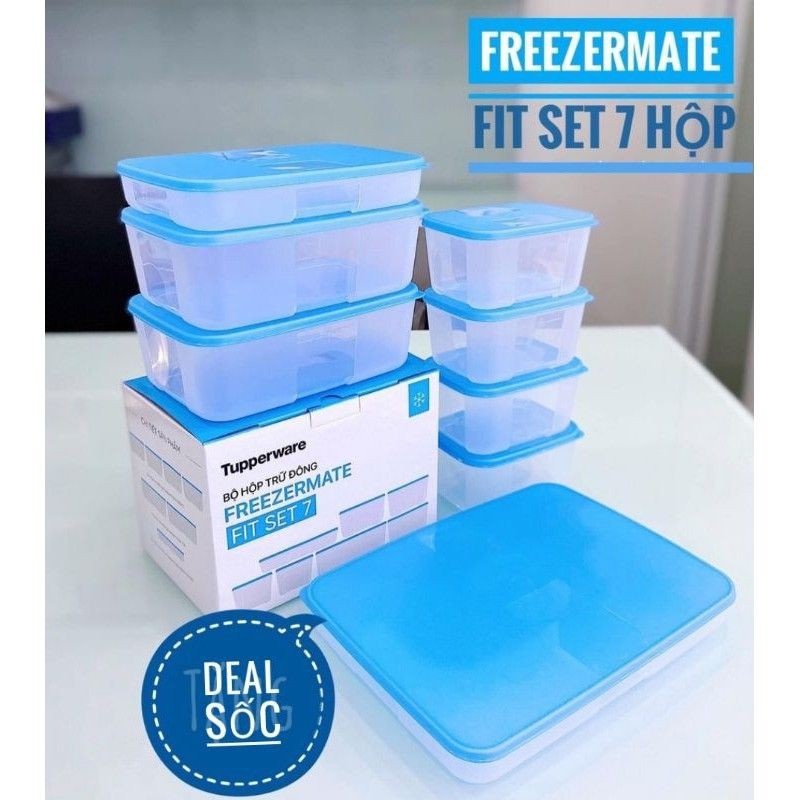 Set 7 hộp trữ đông Tupperware Fit- Dung tích gọn gàng phù hợp cho mọi cỡ tủ lạnh - Hàng chính hãng Tupperware