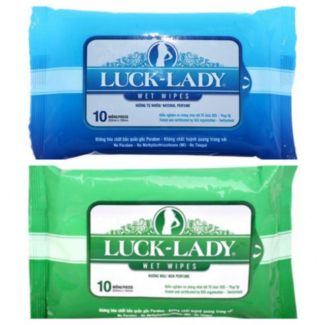 Khăn Giấy Ướt Luck–Lady Natural Perfume Wet Wipes (Gói 10 tờ)