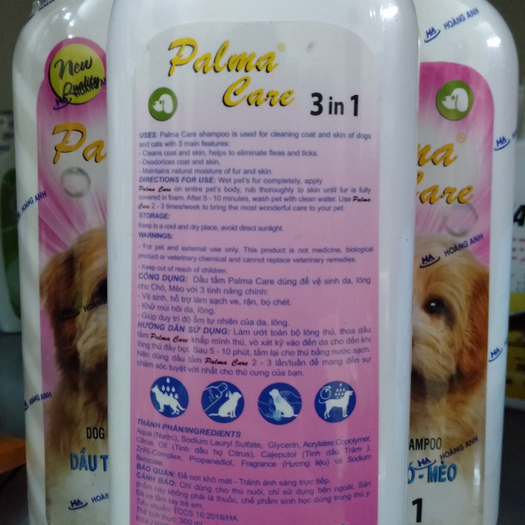 Sữa tắm Palma Act 500 - 300 ml khử mùi &amp; trị ve rận cho chó mèo