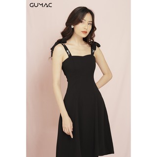 Đầm thêu 2 bản dây GUMAC MS11952_DEN