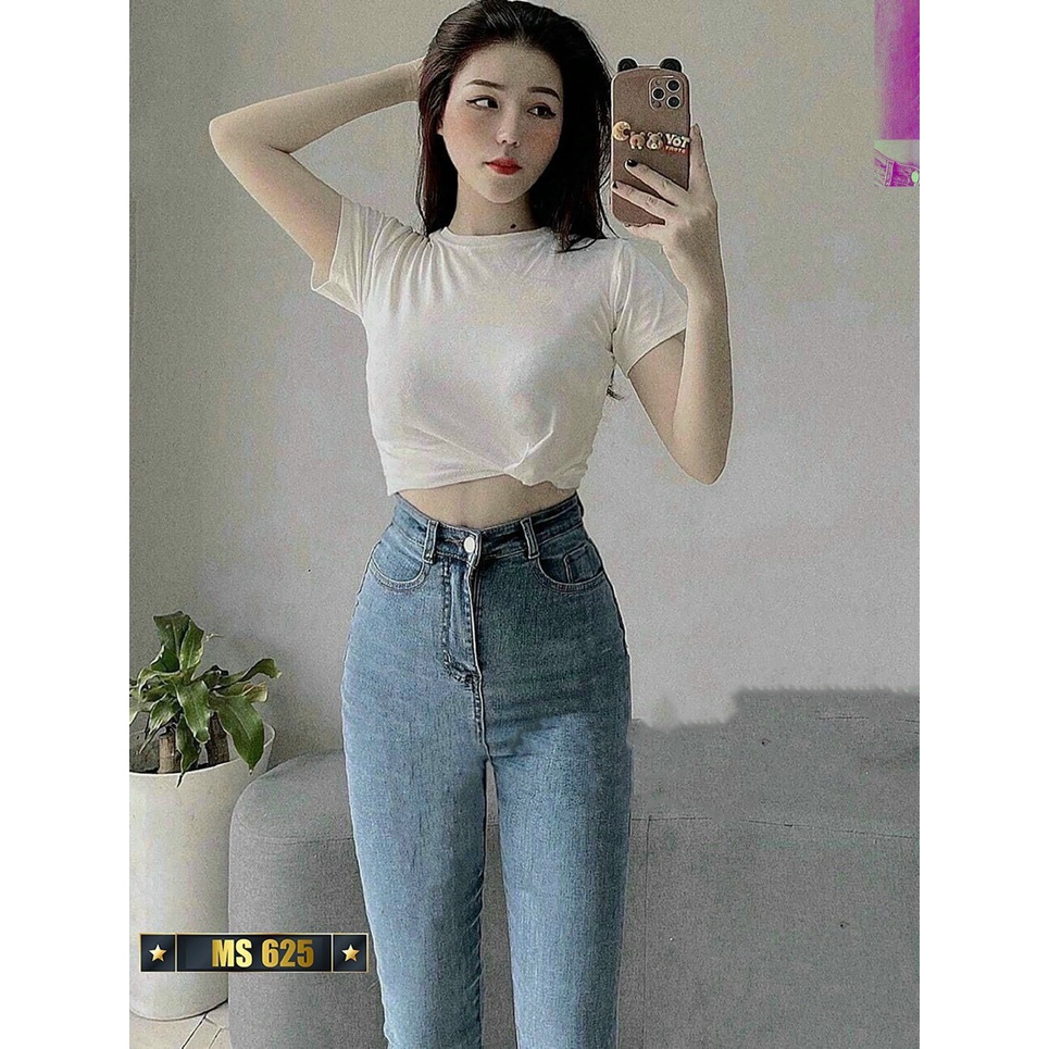Quần jean nữ xanh cao cấp - quần jean nữ 3 cúc lưng cao chất liệu denim co giãn (fom chuẩn shop) Lady-Hn Store88 NG72