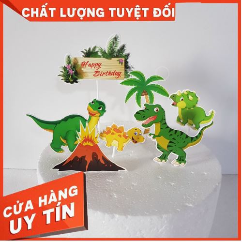 [RẺ VÔ ĐỊCH] Thẻ cắm khủng long rừng xanh,thẻ cắm động vật trang trí bánh kem,trang trí bánh sinh nhật vui nhộn,đẹp mắt
