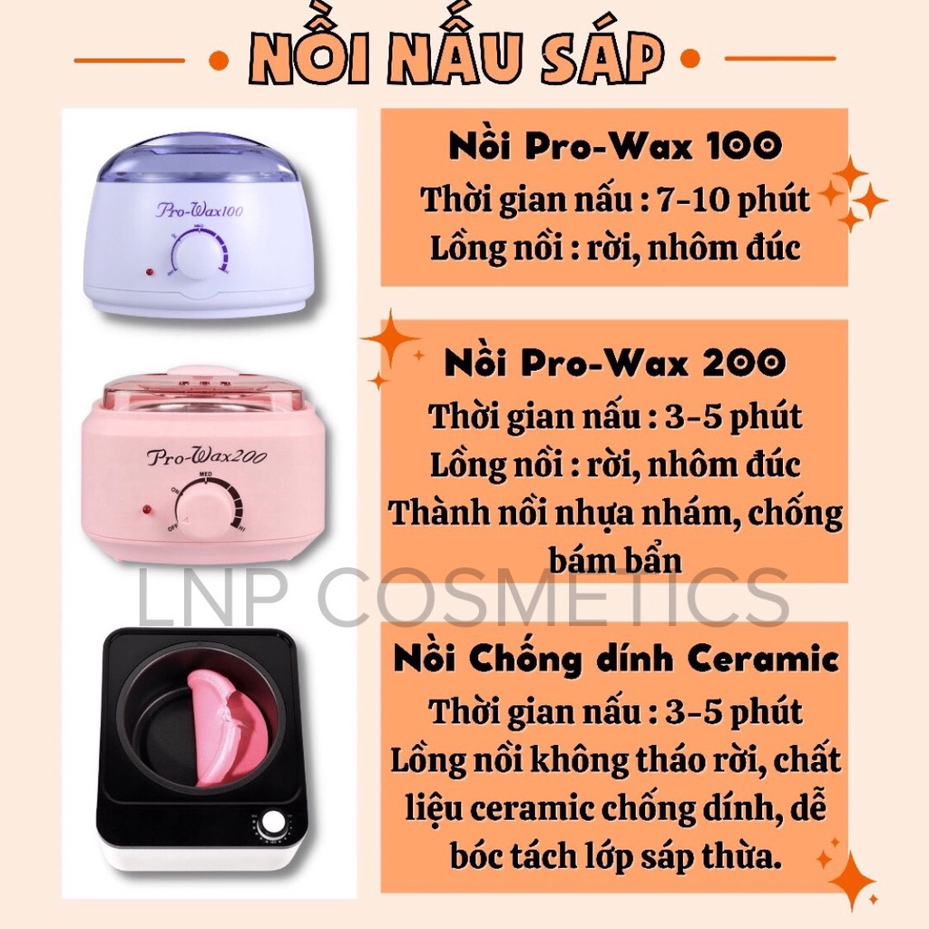 Combo triệt lông sáp wax nóng, nồi nấu sáp pro wax chống dính tặng mỡ trăn nguyên chất