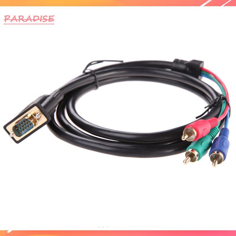 Paradise1 1.5m 5Ft VGA to TV 3 RCA Component AV Adapter Cable for PC Laptop